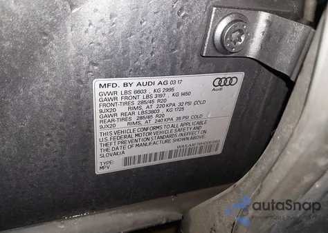 2017 Audi Q7 3.0T Premium from USA, damaged, VIN WA1LAAF78HD051393